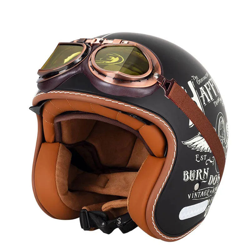 Retro Route 99 Open Face Motorcycle Helmet DOT Approved-I09