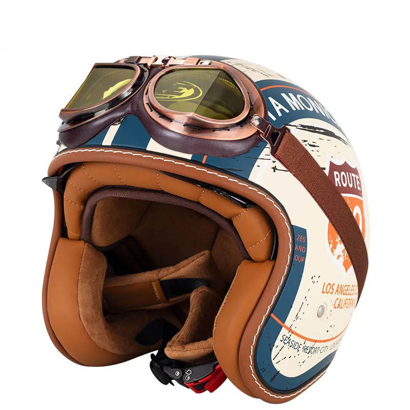 Retro Route 99 Open Face Motorcycle Helmet DOT Approved-I09