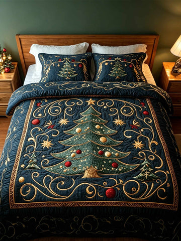Winter Wonderland PinesQuilted Bedding Set