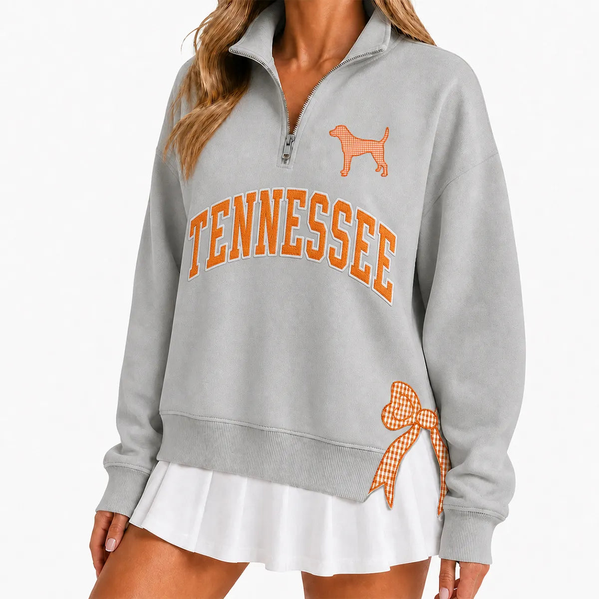 Custom College Game Day Quarter Zip Pullover – Plush Text, Mascot Logo & Butterfly Side Detail Spirit Sweatshirt