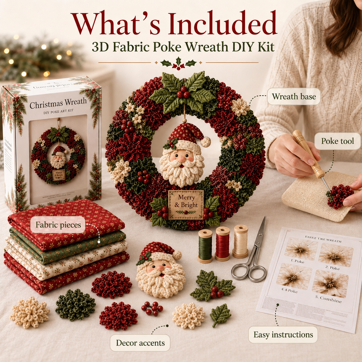 🔥Christmas Sale 49% OFF🎄3D Fabric Poke Wreath DIY Kit