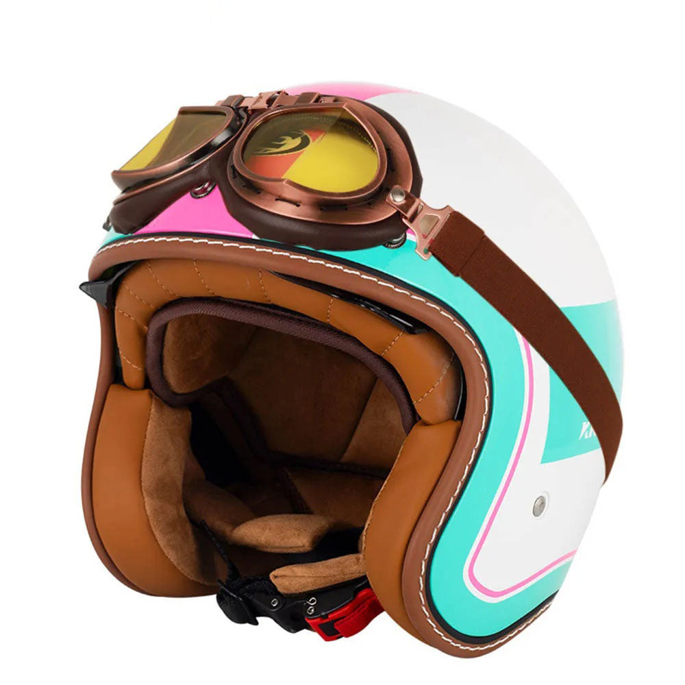 Retro Route 99 Open Face Motorcycle Helmet DOT Approved-I09