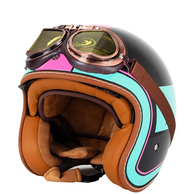 Retro Route 99 Open Face Motorcycle Helmet DOT Approved-I09