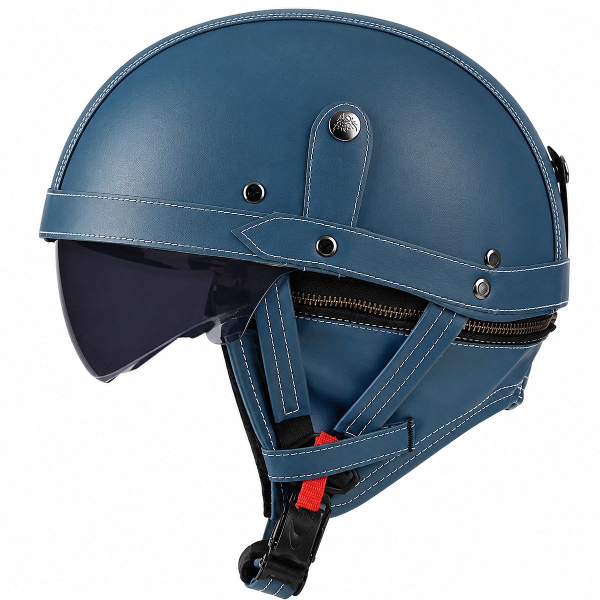 KTVMOTO Vintage Leather Motorcycle Helmet with- I06
