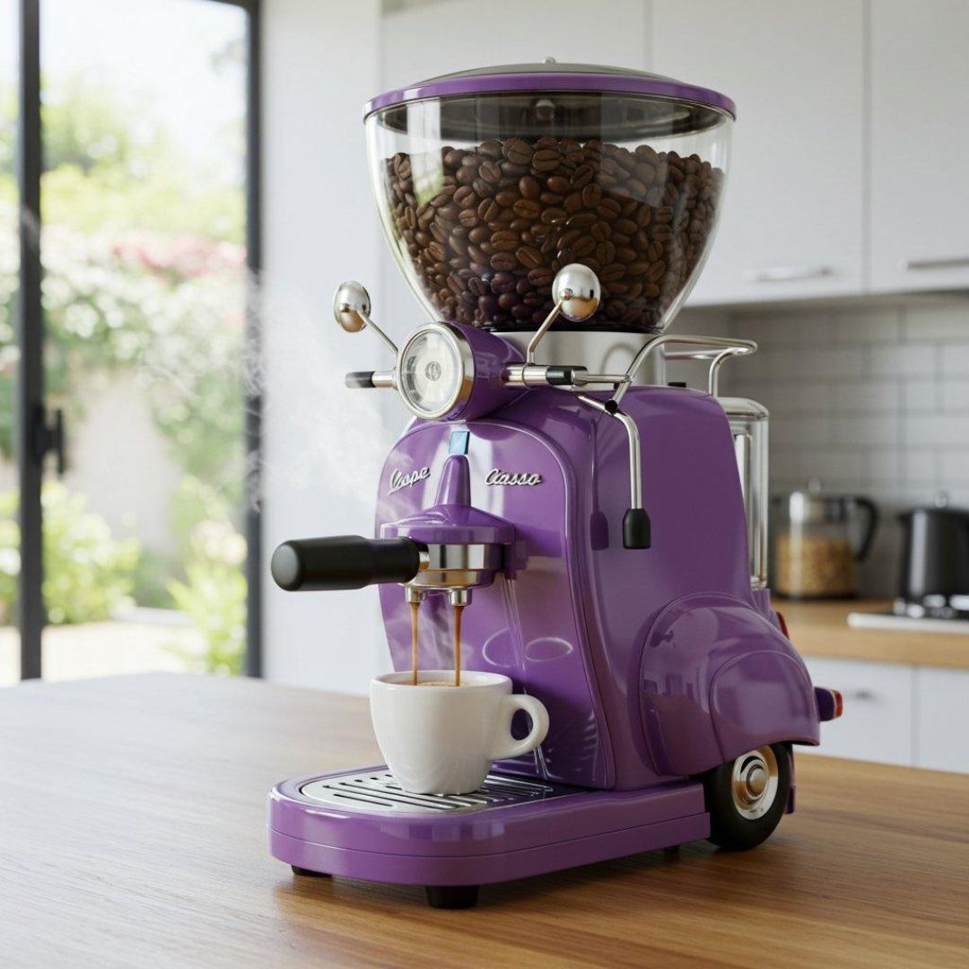 Vespa-Inspired Coffee Maker