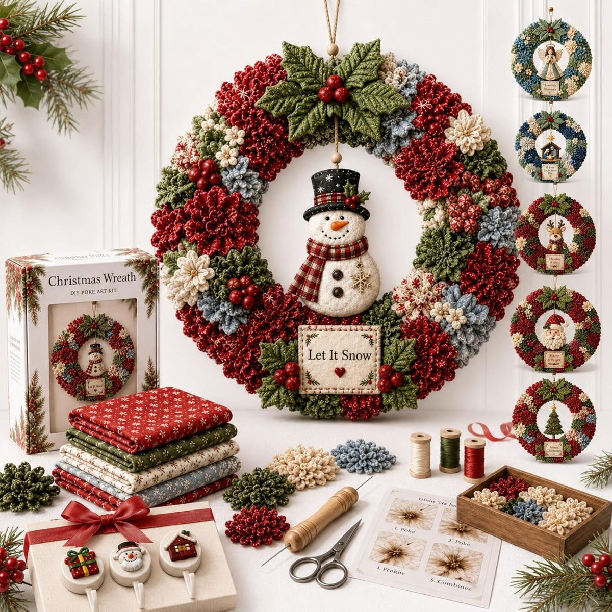 🔥Christmas Sale 49% OFF🎄3D Fabric Poke Wreath DIY Kit