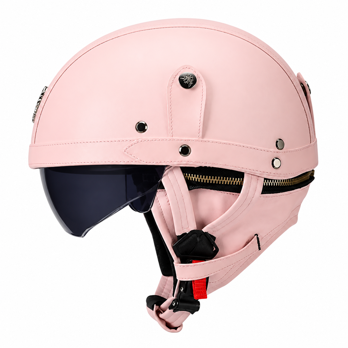 KTVMOTO Vintage Leather Motorcycle Helmet with- I06