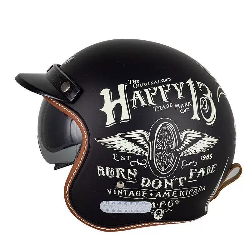 Retro Route 99 Open Face Motorcycle Helmet DOT Approved-I09
