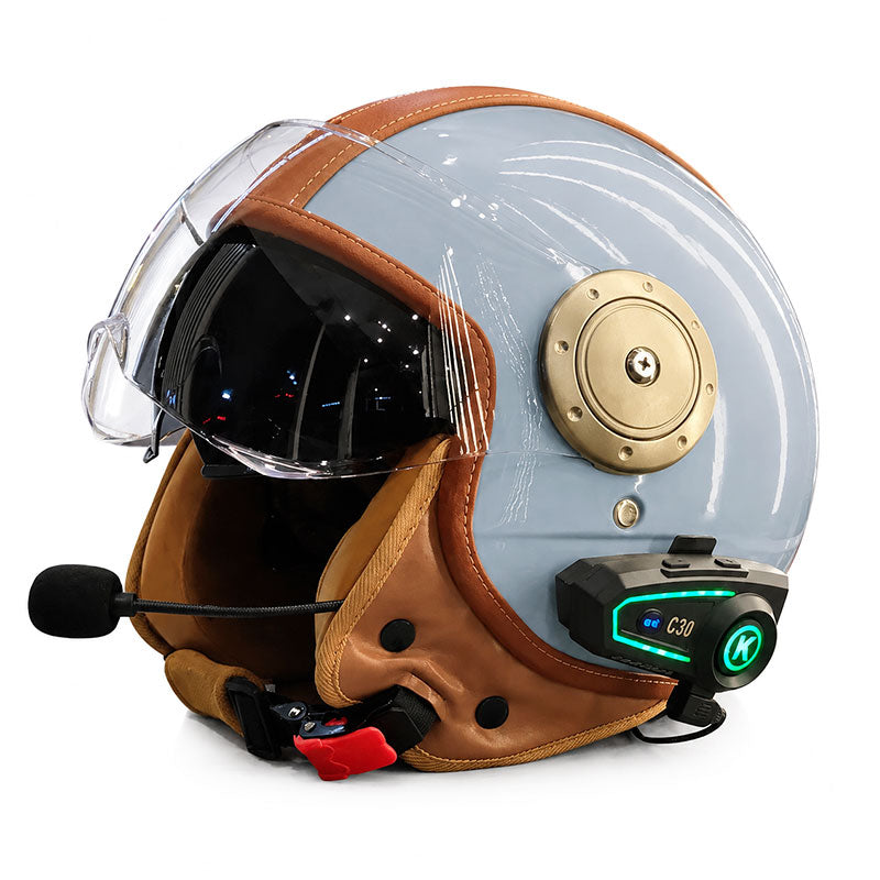 Dual-lens open-back Bluetooth motorcycle helmet-I27