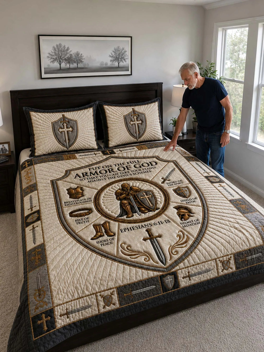 Armor Of God 3-Piece Quilted Bedding Set