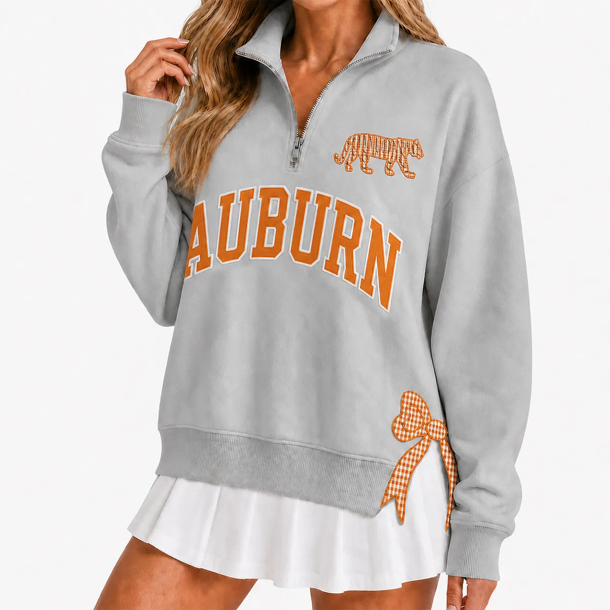 Custom College Game Day Quarter Zip Pullover – Plush Text, Mascot Logo & Butterfly Side Detail Spirit Sweatshirt