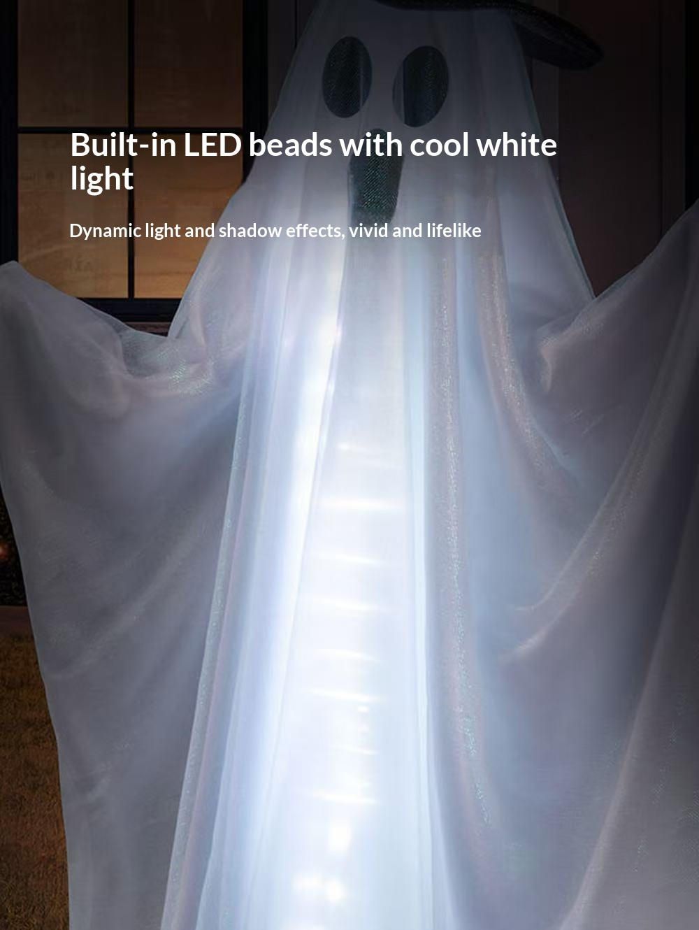 Light-Up Swinging White Ghost 3-Piece Halloween Yard Decor Set