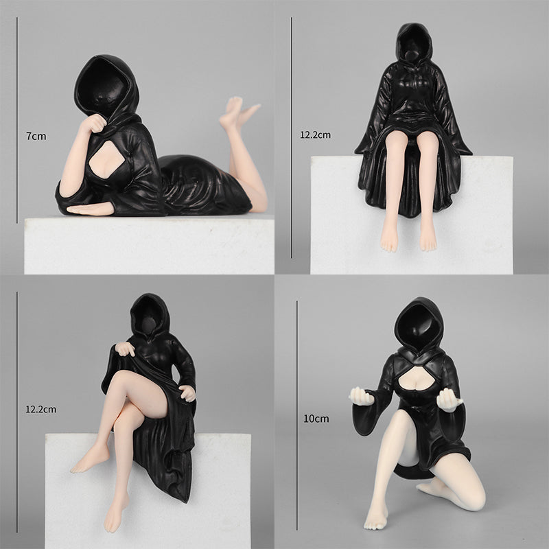 🚗🚗Limited Black Robe Queen series figure, Halloween Ghost Girl car decoration.