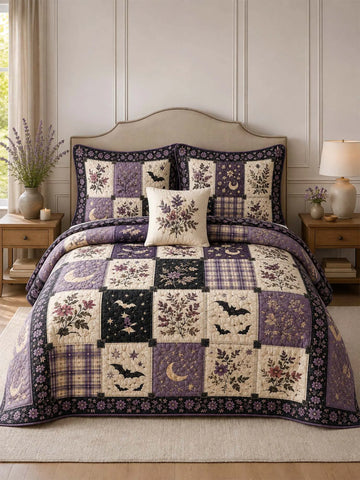 Mystic Lavender Garden Quilted 3-Piece Bedding Set