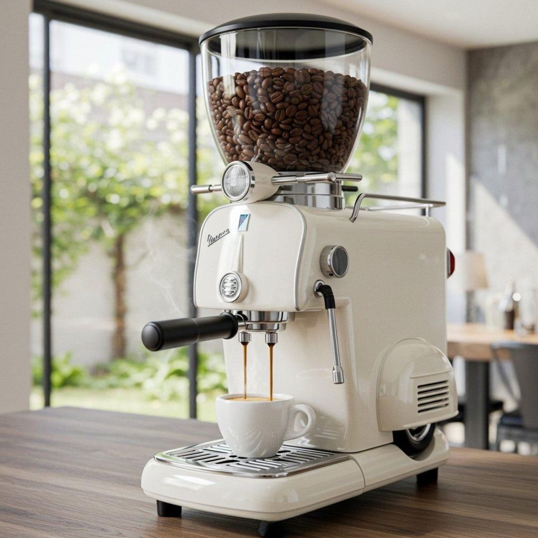 Vespa-Inspired Coffee Maker – Retro Scooter Design Espresso Machine-优化版本