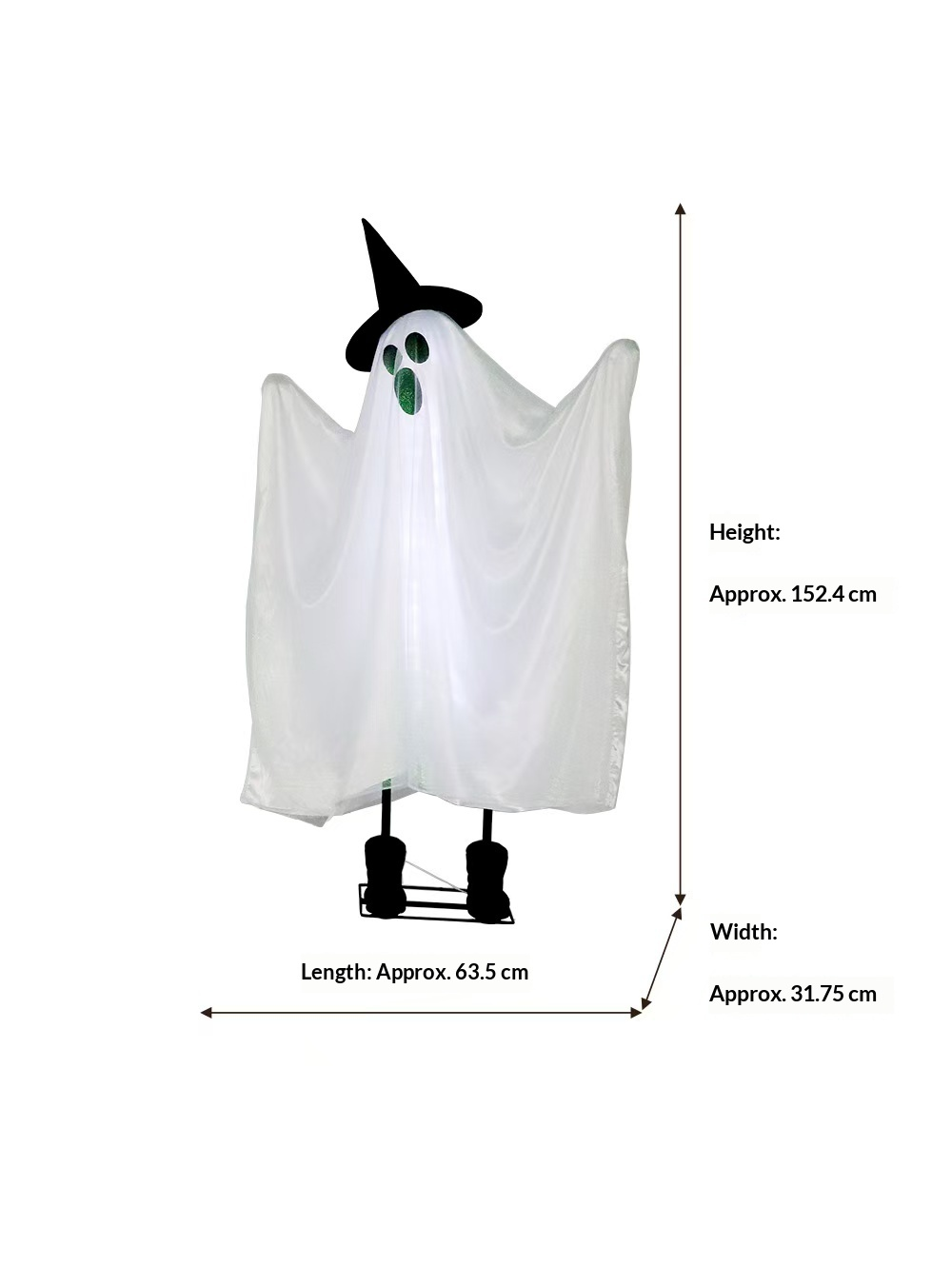 Light-Up Swinging White Ghost 3-Piece Halloween Yard Decor Set