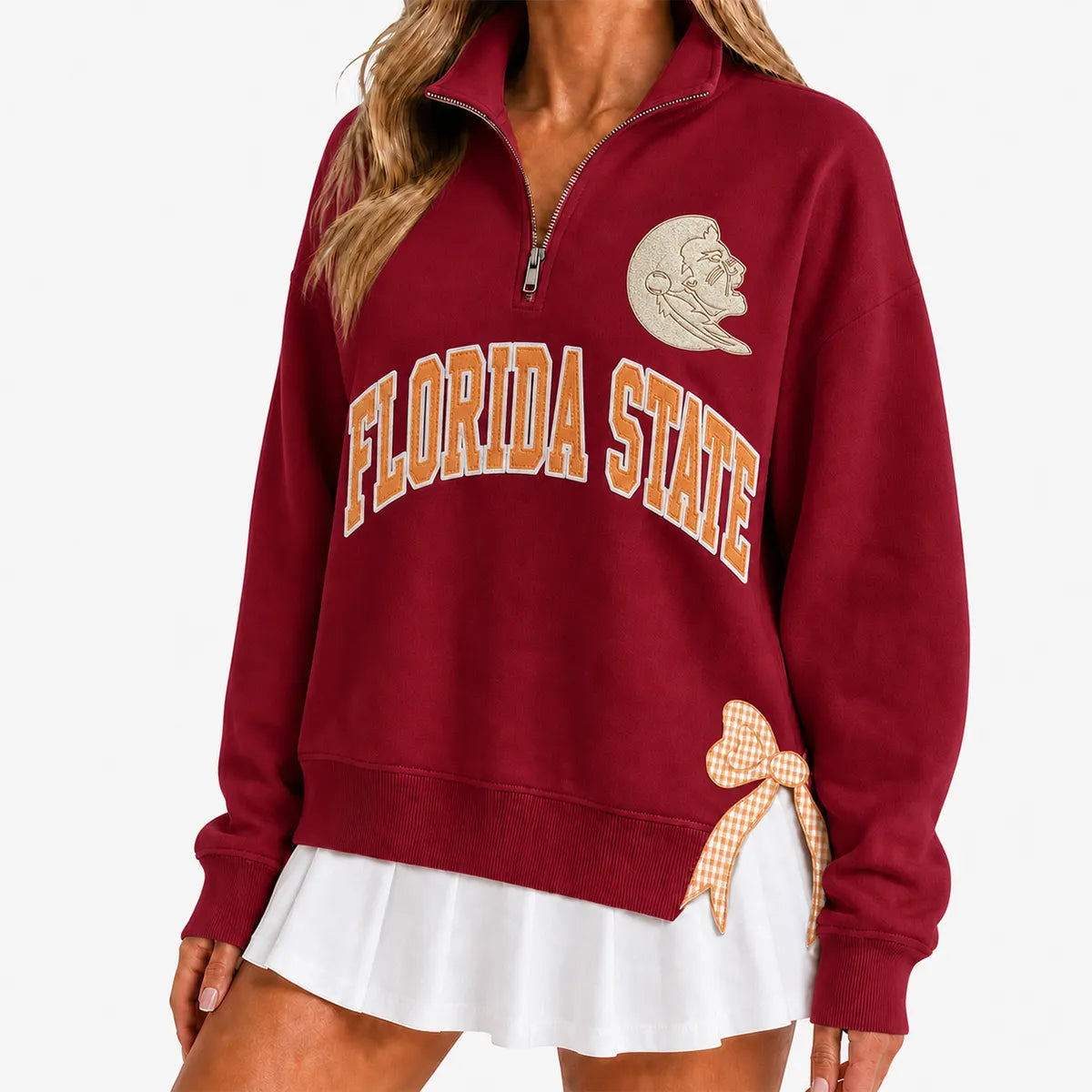 Custom College Game Day Quarter Zip Pullover – Plush Text, Mascot Logo & Butterfly Side Detail Spirit Sweatshirt