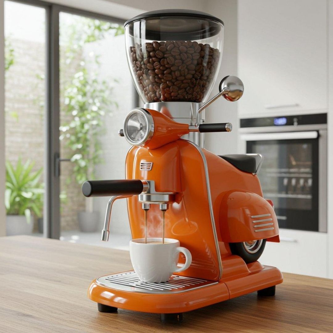 Vespa-Inspired Coffee Maker – Retro Scooter Design Espresso Machine-优化版本