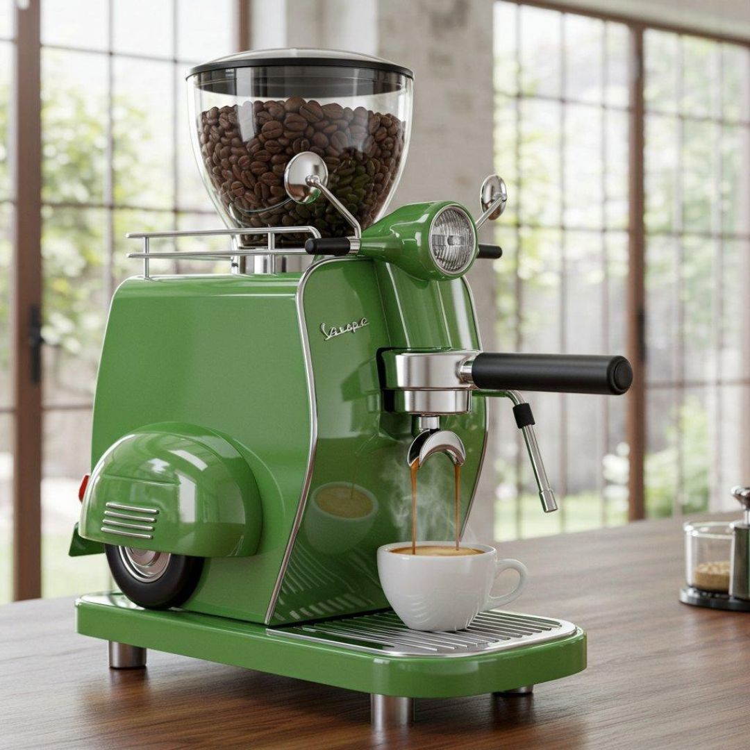 Vespa-Inspired Coffee Maker – Retro Scooter Design Espresso Machine-优化版本