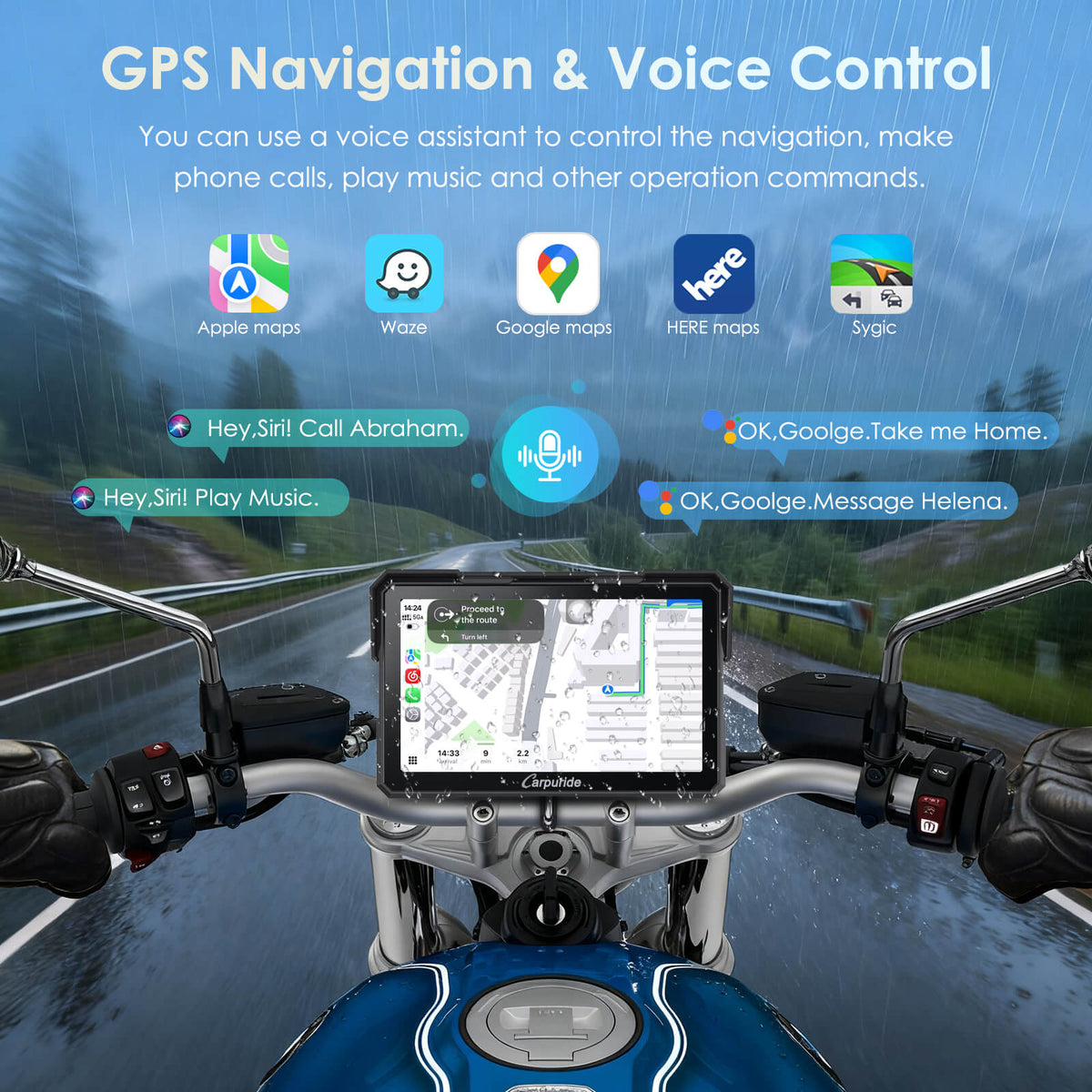 Carpuride W702 Plus Wireless Portable Motorcycle Stereo - Install Apps, Built-in GPS & Dual Cameras