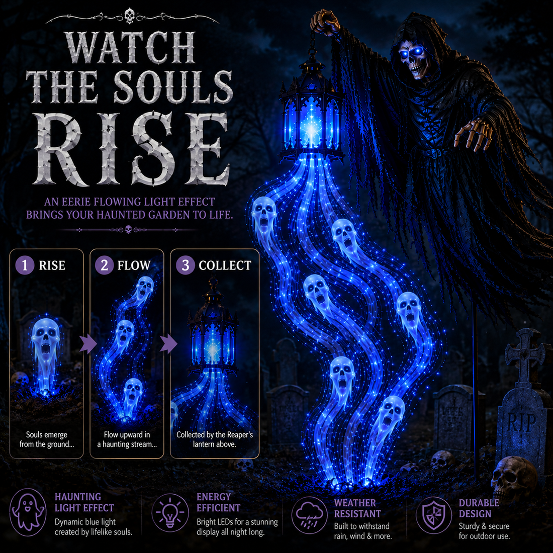🔥Animated Halloween Soul Harvester Garden Light Collection💀Halloween Arrival Guarantee: Refund if not delivered on time.