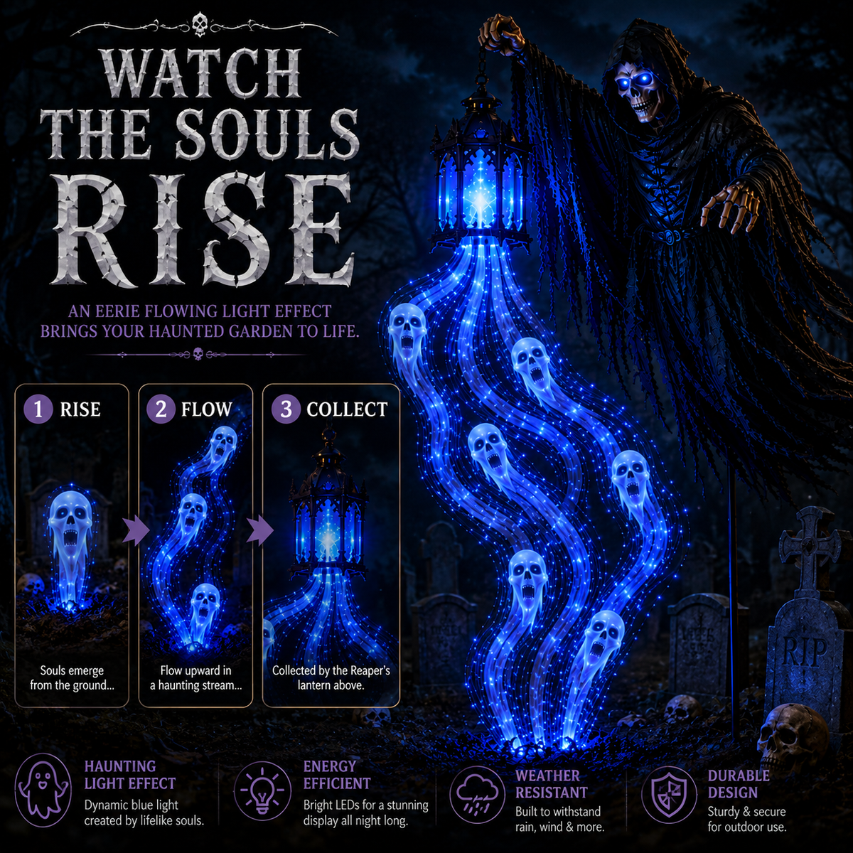 🔥Animated Halloween Soul Harvester Garden Light Collection💀Halloween Arrival Guarantee: Refund if not delivered on time.