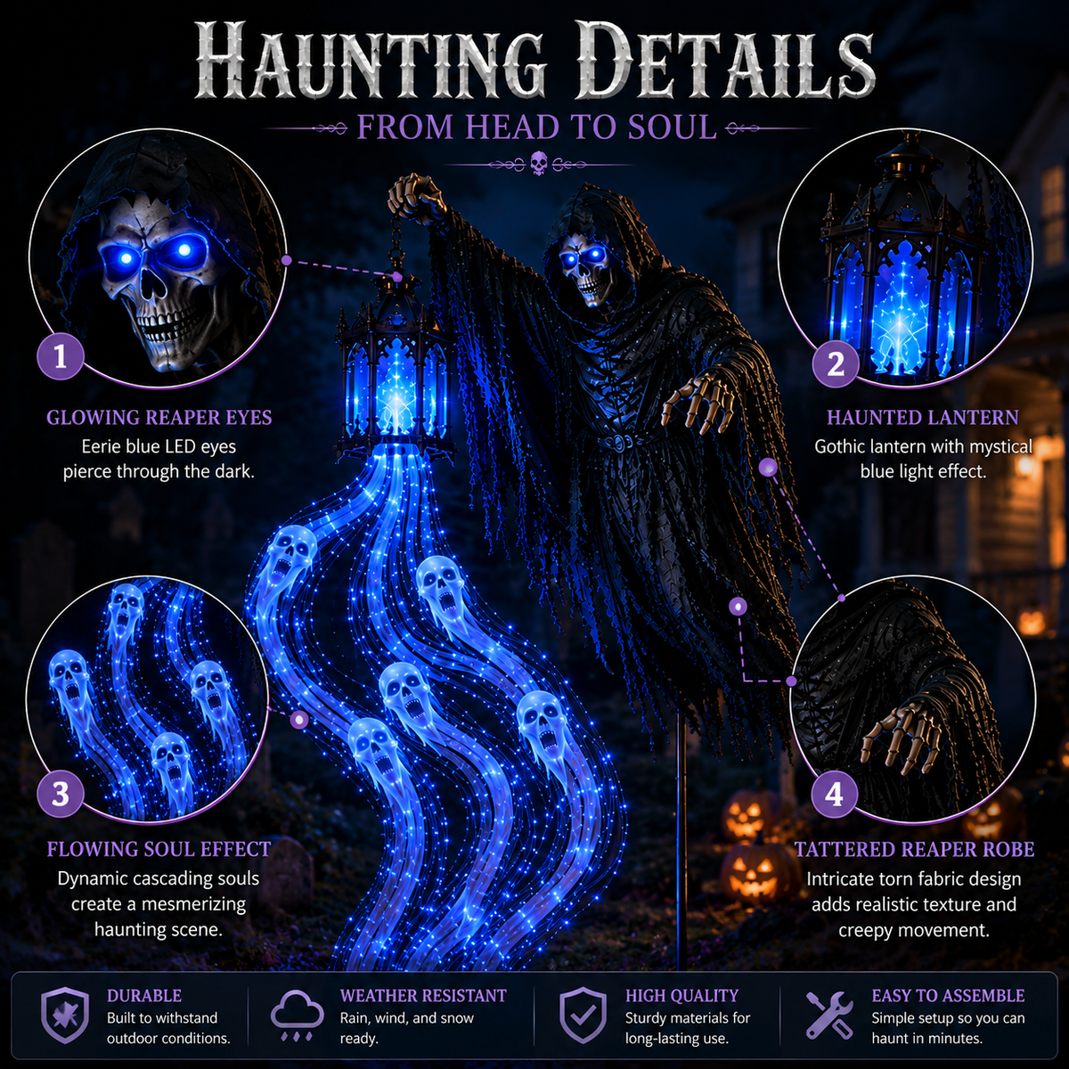 🔥Animated Halloween Soul Harvester Garden Light Collection💀Halloween Arrival Guarantee: Refund if not delivered on time.