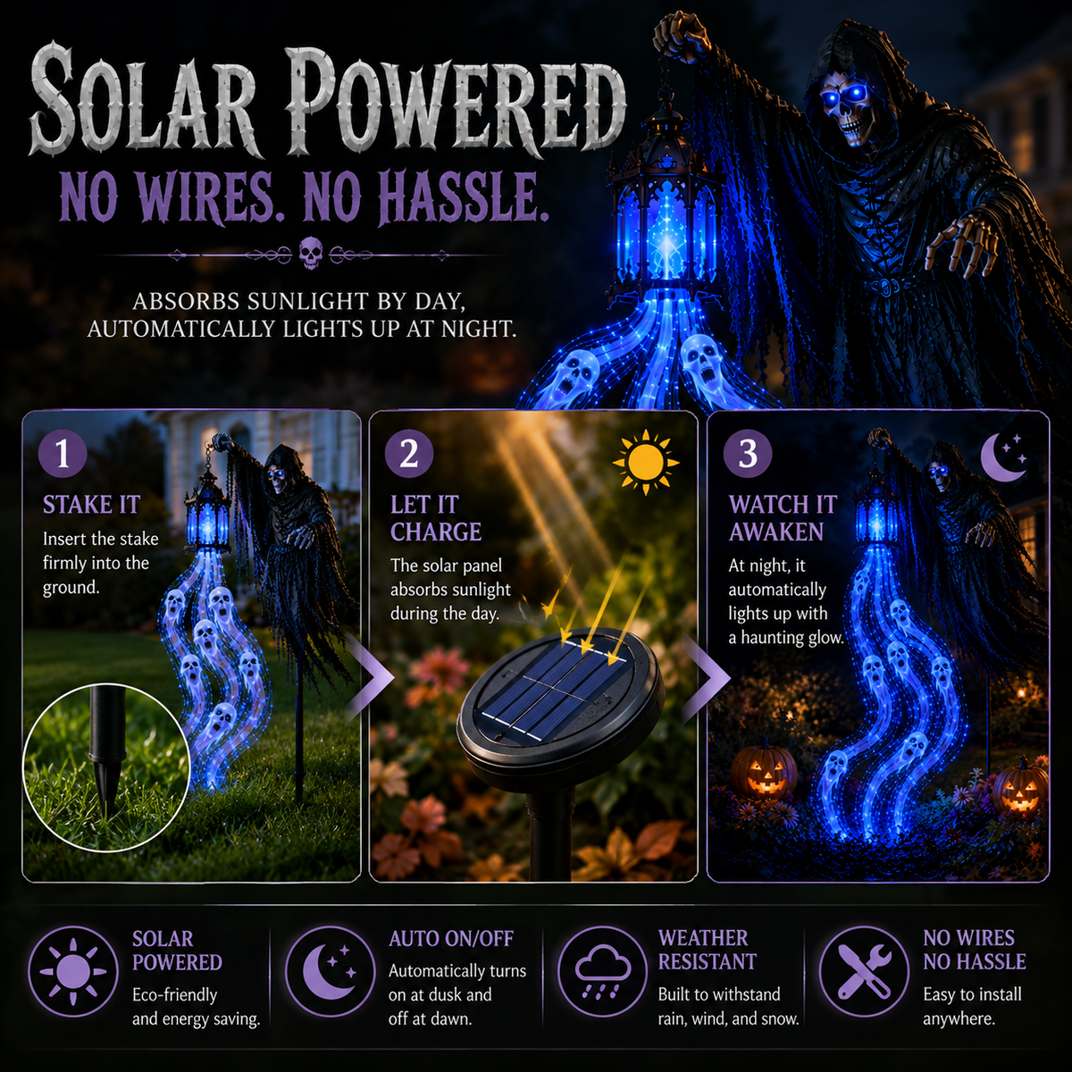 🔥Animated Halloween Soul Harvester Garden Light Collection💀Halloween Arrival Guarantee: Refund if not delivered on time.