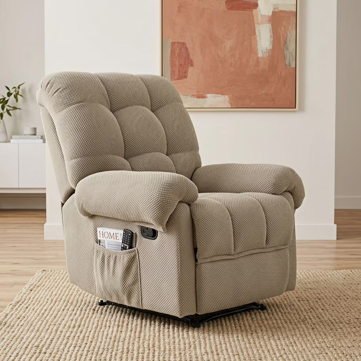 Warm Cashmere Manual Recliner Chair with Plush Comfort & Footrest