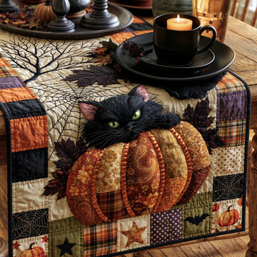 Pumpkin Familiar Quilted Table Runner NCU0DV9930