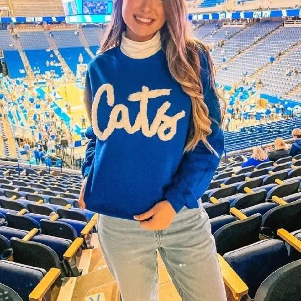 Custom Team Name Embroidered Chenille Sweatshirt – Oversized Football-Inspired Fit