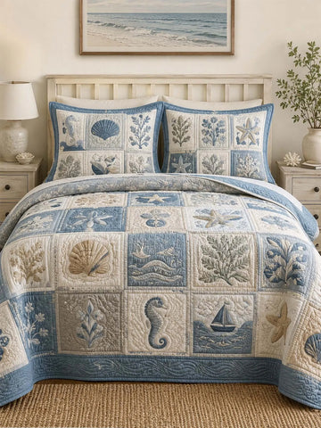 Coastal Cottage 3-Piece Quilted Bedding Set