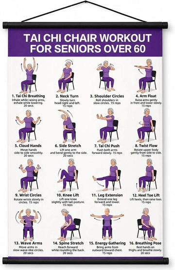 🔥Tai Chi Chair Workout Chart for Seniors (16 x 24 inches)