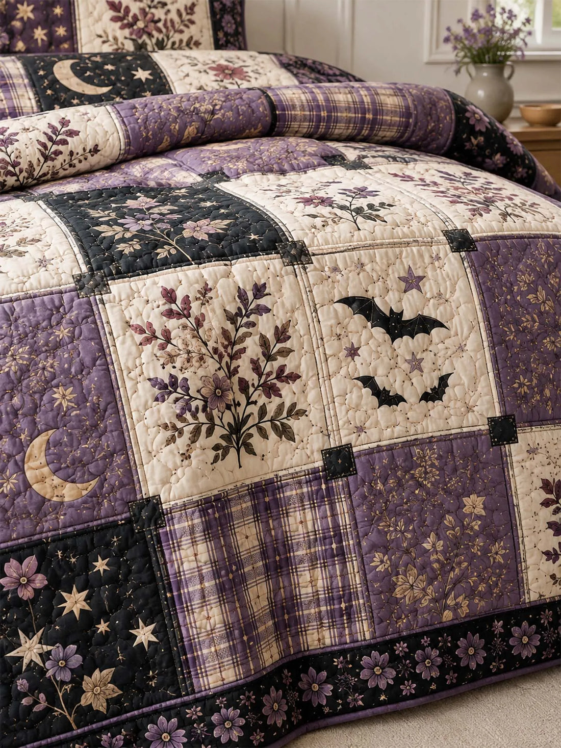 Mystic Lavender Garden Quilted 3-Piece Bedding Set