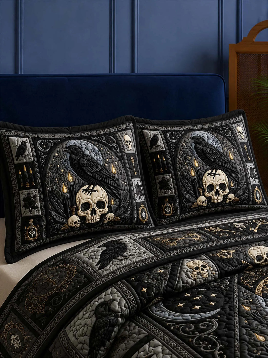 Raven Midnight Relic Quilted 3-Piece Bedding Set