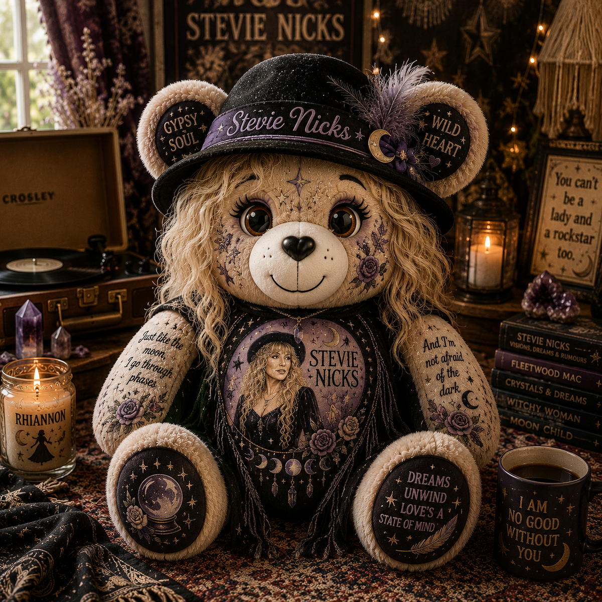 Stevie Nicks Bear Custom Shaped Pillow – Gift for Classic Music Lovers