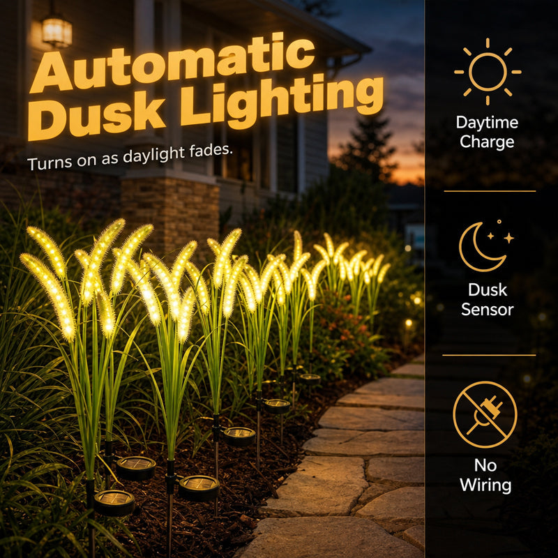 Solar Foxtail Grass Garden Lights – Decorative Outdoor Stake Lights